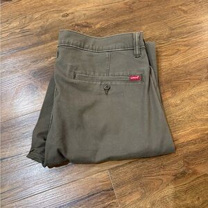 Levi's Men's Olive Chino Pants with Red Logo Tab